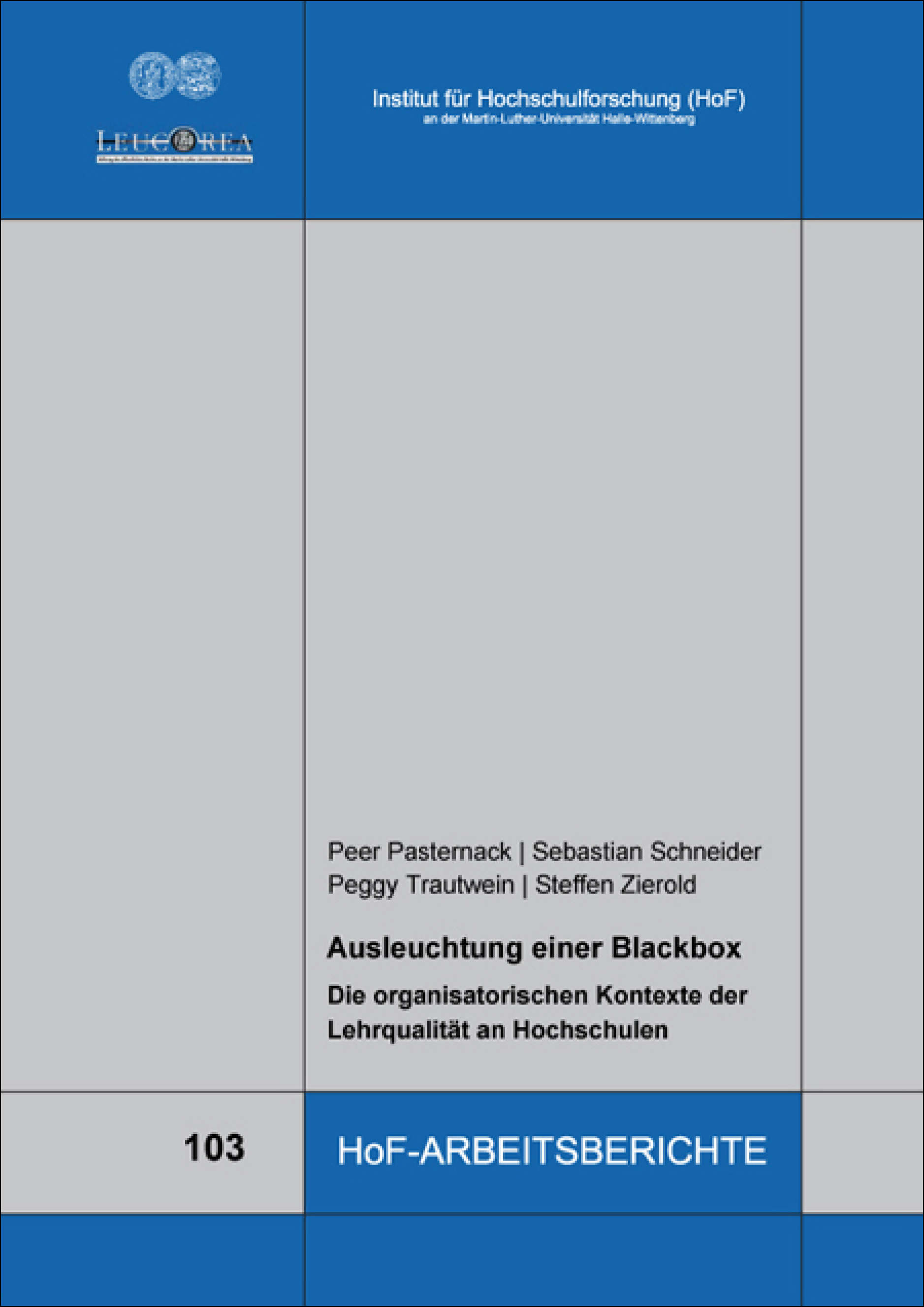 Cover "Ausleuchtung einer Blackbox. Die organisatorischen Kontexte der Lehrqualität an Hochschulen"